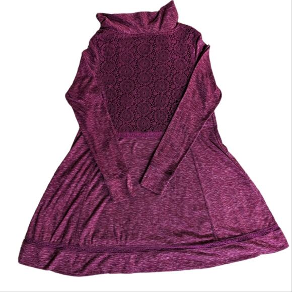 Anthropologie Saturday Sunday Purple Boho Cowl Neck Long Sleeve Lace Fall Dress - Picture 2 of 4